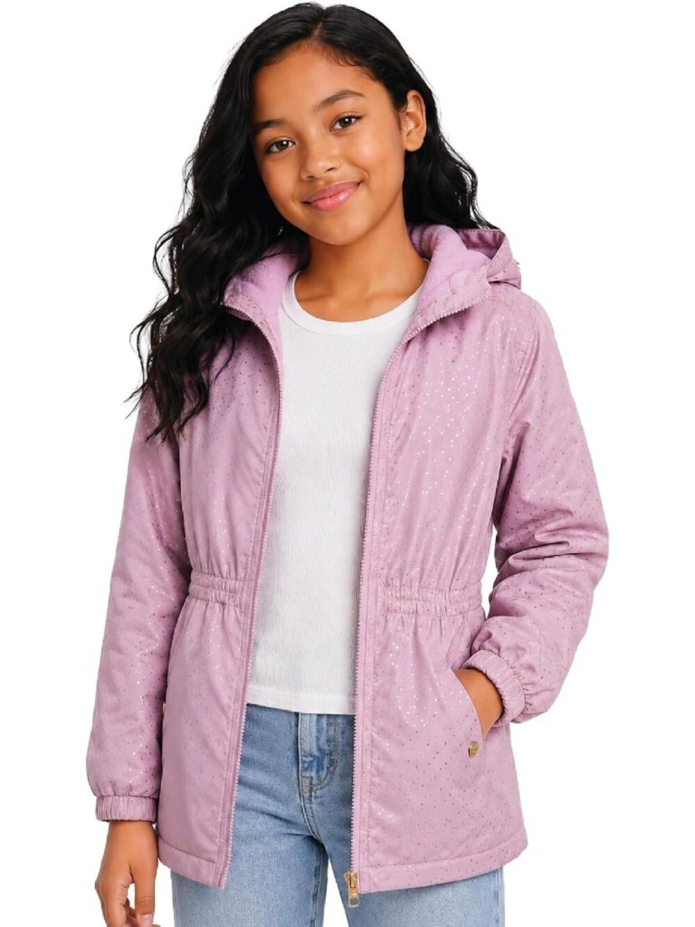 Steve Madden Women's Mauve Midweight Anorak Sherpa Soft Fleece Lined Jacket